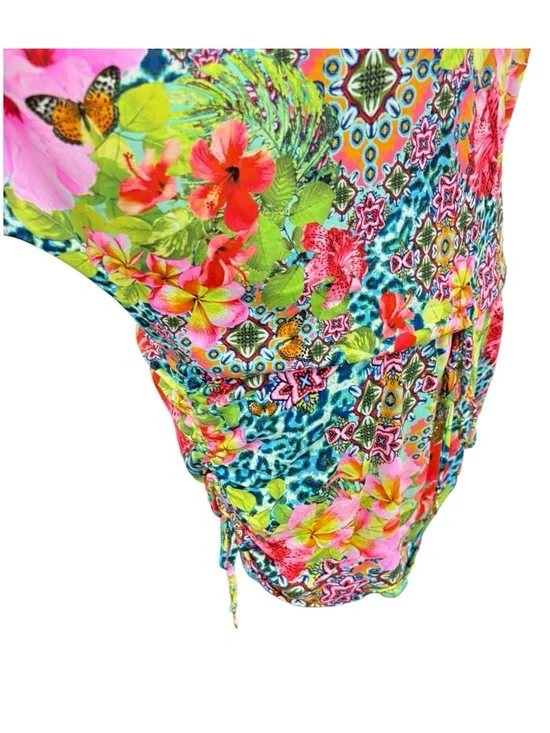 Luli Fama Cabana V-Neck Dress Swimsuit Cover-Up Floral Tropical Size Small - Picture 4 of 9